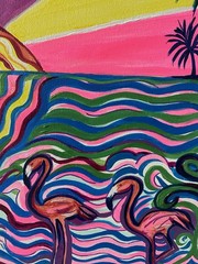 Flamingo Sunrise | Acrylic Painting | Kristi C Jones Florida Art Flamingo Bird