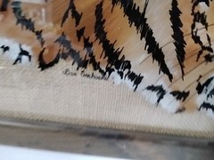 Vintage Art Reverse Glass Painting Of Tigers Head Frame 16”x14” Signed By Artist