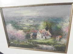 Utah art gouache mixed media spring landscape painting by Kirk Randle b.1952