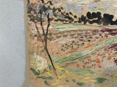 Belle Oil Painting Landscape On Panel Cardboard 1950 Impressionist Pointillism