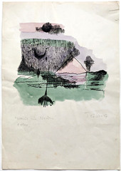 Heinz Tröke’s House in the North 1947 Small Signed Watercolour Over Reproduction
