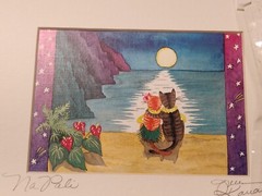 Joanna Carolyn NaPali Kauai Cats Lei Beach Sunset Cliffs Art Hawaii 6½“ x 4½“
