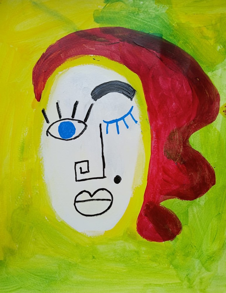 Neo Expressionism/Abstract Red Head Lady 11×14 Colorful Street Art Painting
