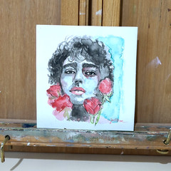 Original Watercolor Painting Man Portrait Study 6×6 in by Jake J