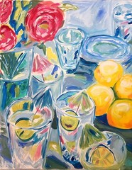 Summer tablescape impressionism modern fine art painting 16X20 canvas original