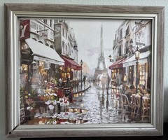 Eiffel Tower Scene Masterpiece Paint by Number COMPLETED Painting Canvas Only