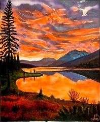 30 X 24 Sunset In The Woods Original Unique Colorful Abstract Realism Fine Art
