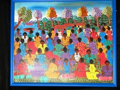 Oil Painting Portrait Haiti Haitian Ethnic Folk Art Portrait Marketplace Village