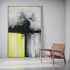 Oil Painting Abstract Minimal Art 01 100x140cm Neon Yellow Black Colours Painting