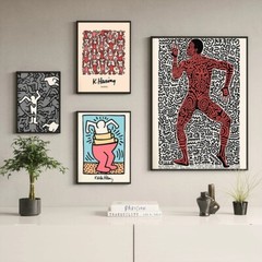 Keith Haring Style Art Painting Canvas Minimalist Abstract Wall Art 15.75″x23.5″