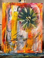 Original Abstract Expressionism 8×10 Flower Handmade Signed Fine Art 126
