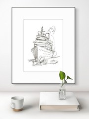 SAMATOWIC Ship 9×12 Original Expressive Drawing Paper Handmade Signed Art 17