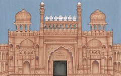 Indian Miniature Painting Of Red Fort Delhi Handmade Fine Art 13×10 Inches