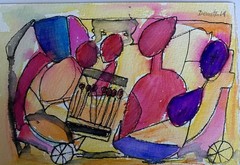 Abstract Still Life By DC Artist Ron Demetro UNFRAMED 4 x 6” Watercolor