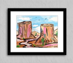 Captivating Southwest Desert Acrylic Landscape Painting 11×14″ Mixed Media Paper