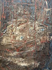 Large Abstract Painting 36 Inches Expressionist Mystery Artist Signed Modernism