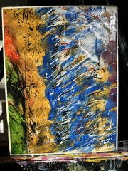 Ocean From Above Abstract Painting 8×10 Brown | ￼ Blue | Green