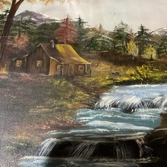 Original Landscape Oil Painting on Canvas Signed Meadow Nature Scene Unframed