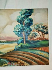 2 Original OIL PAINTINGS L J BUNDA signed on Board SAILBOATS ocean LANDSCAPE