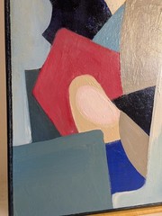 Vintage Modernist Biomorphic Painting Abstract Expressionism Hartford CT Folk
