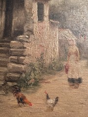 Burr H Nicholls Oil On Board French Farmhouse Painting Old Frame Gallery Label