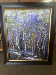 Dean Bradshaw Original Oil Framed Painting “Aspens In Blue” 2010 30.5” By 37”