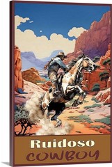 RUIDOSA Cowboy Bucking Horse Travel Poster Prints Framed Or Canvas Rodeo art