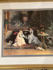 „The Afternoon Visit“ by Gustave Léonhard De Jonghe – 32″ x 26″ Gold Gilt Frame,
