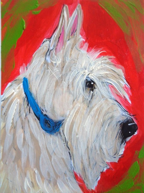 ATC ACEO Cute WHEATEN SCOTTIE SCOTTISH TERRIER DOG Painting PET ART