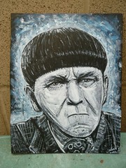 Three Stooges MOE comedy ICON new 8×10 wood original painting art signed Crowell