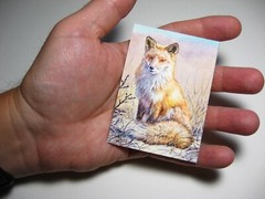 Watercolor Painting Fox Nature Animals Art No.363