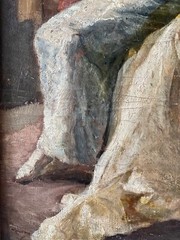 PORTRAIT OF SARAH BERNARDT AT THE THEATER SIGNED S. B. FRENCH OIL PANEL 19th