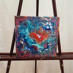 Original 10″x10″ Abstract Acrylic Fluid Art Pour Signed Painting (See Video)