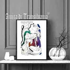 Wall Art Watercolor Painting Drawing 2 Ladies Well Known Artist Celebrity Famous