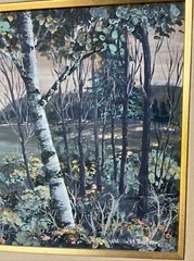 William H. Truitt Signed Coastal Dogwoods Painting – Maine – 15.5″ x 23.75″