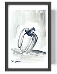 Guajardo Monochromatic Bell Pepper Still Life 9X6 Paper Unique Neo Expressionism