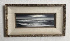 Vintage Signed Original Coastal Seascape Painting | Framed Mid-Century Style Art
