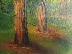 Vintage Original Oil Painting by Gauthier Signed Landscape Path Trees 30 X 15