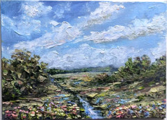 ORIGINAL OIL Painting “ LANDSCAPE, RIVER“ impasto 7″x 5″ by Olga Diduh.
