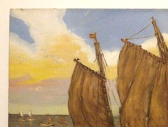 LISTED AMERICAN MARSHALL FRY Sd ORIGINAL O/C ANTIQUE MARITIME SAILING SHIPS
