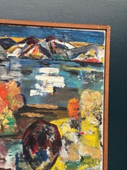 Swedish Oil on Canvas – “Abstract Landscape” by S. Pctcizon –1963– 85 × 69 cm