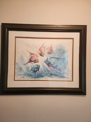 Lithograph Signed Richard E Williams Watercolor Painting “Tropical Fish” 20X27