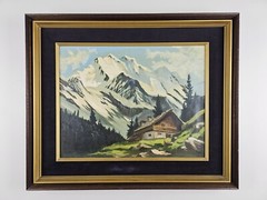 Antique VTG Original Perry Jenkins Oil Painting 28.25×23.5 Framed MidCentury Art