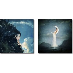 Lady Night & Moon River Lady by Paula Belle Flores 2-pc Canvas Giclee Set, 24×24