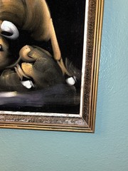 VTG 1970s Mexican Black Velvet Painting Matador Bull Fight LRG MCM Kitsch 24×28