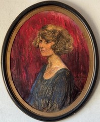 JOHN FRENCH SLOAN ANTIQUE PRETTY WOMAN PORTRAIT IMPRESSIONIST PAINTING OLD 1920s