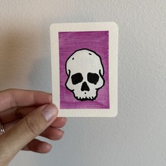 ACEO Original Acrylic Painting Colorful Skull Skeleton Bones | Little Bones #1/3
