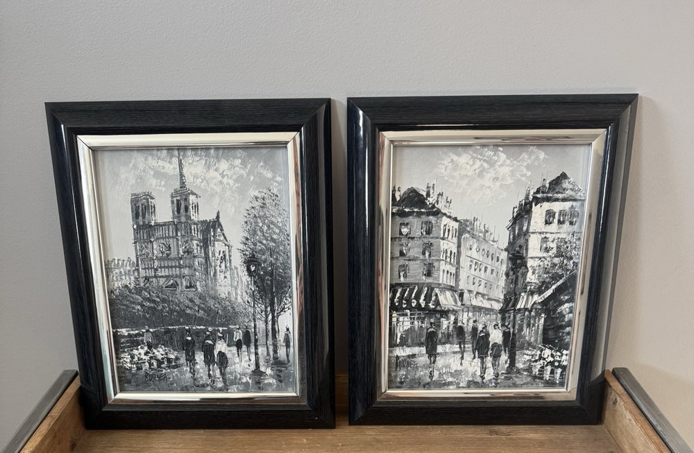 Caroline C. Burnett Impressionist street scenes of Paris Paintings Set Of Two