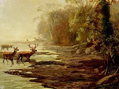 Antique 19th C. Original Highland Landscape Oil on Canvas By Clarence Henry Roe