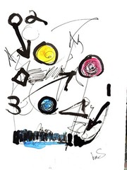 Original Abstract Expressionism 9X12 Paper Primary Minimalist Handmade Signed 8